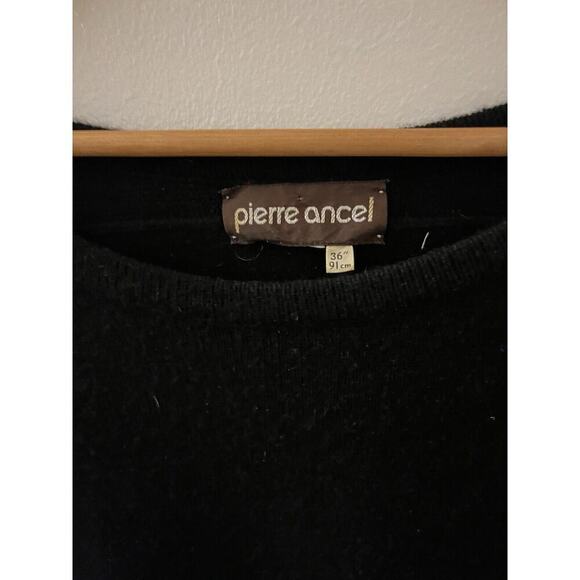 Vintage Pierre Ancel Cashmere Bell Sleeve Black Dress - Size 6 - Picture 6 of 7